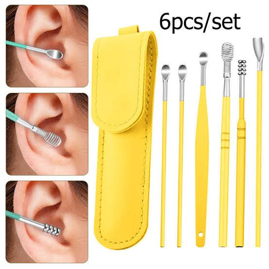 Pack of 6 Ear Pick Kit – Portable Ear Wax Remover with Storage Bag